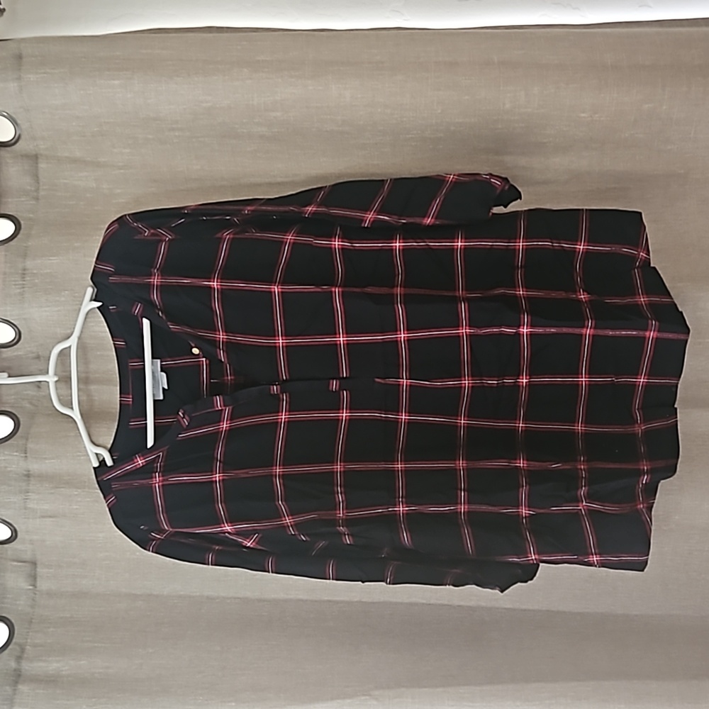 Red/black Plaid Long Sleeve Top
